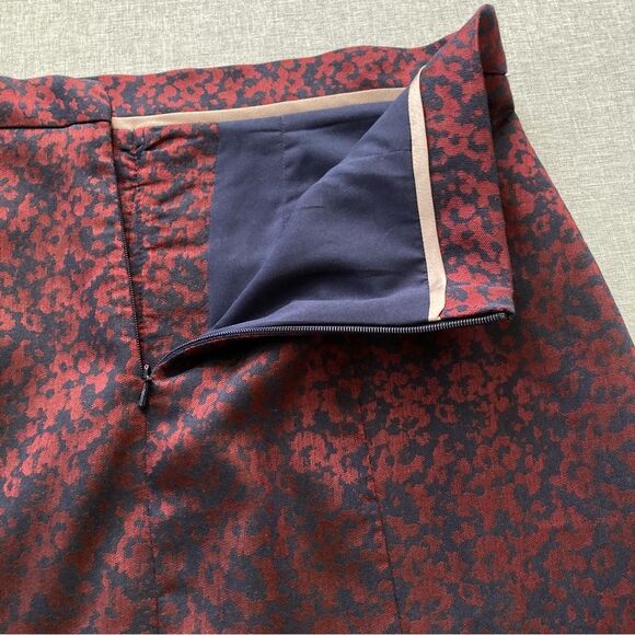 Libby London Chester Jacquard Skirt Career Pencil Navy Burgundy UK 12 US 8 - Picture 9 of 11